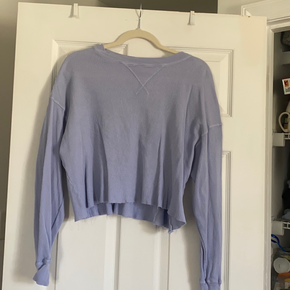 Blue cropped henley